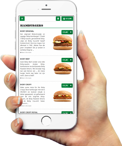 Voorbeeld van onze app op smartphone